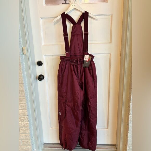 NWT free people movement dew point ski pants overalls maroon oxblood wine - Picture 4 of 9